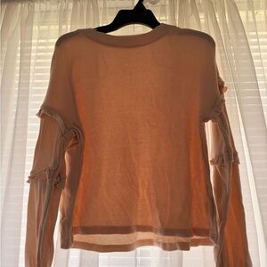 Light Pink Long Sleeve Ruffle Top